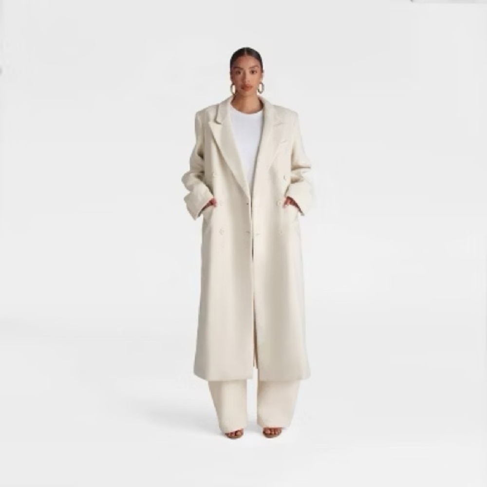 KBB by Kahlana Cream Women's Long Coat - LARGE